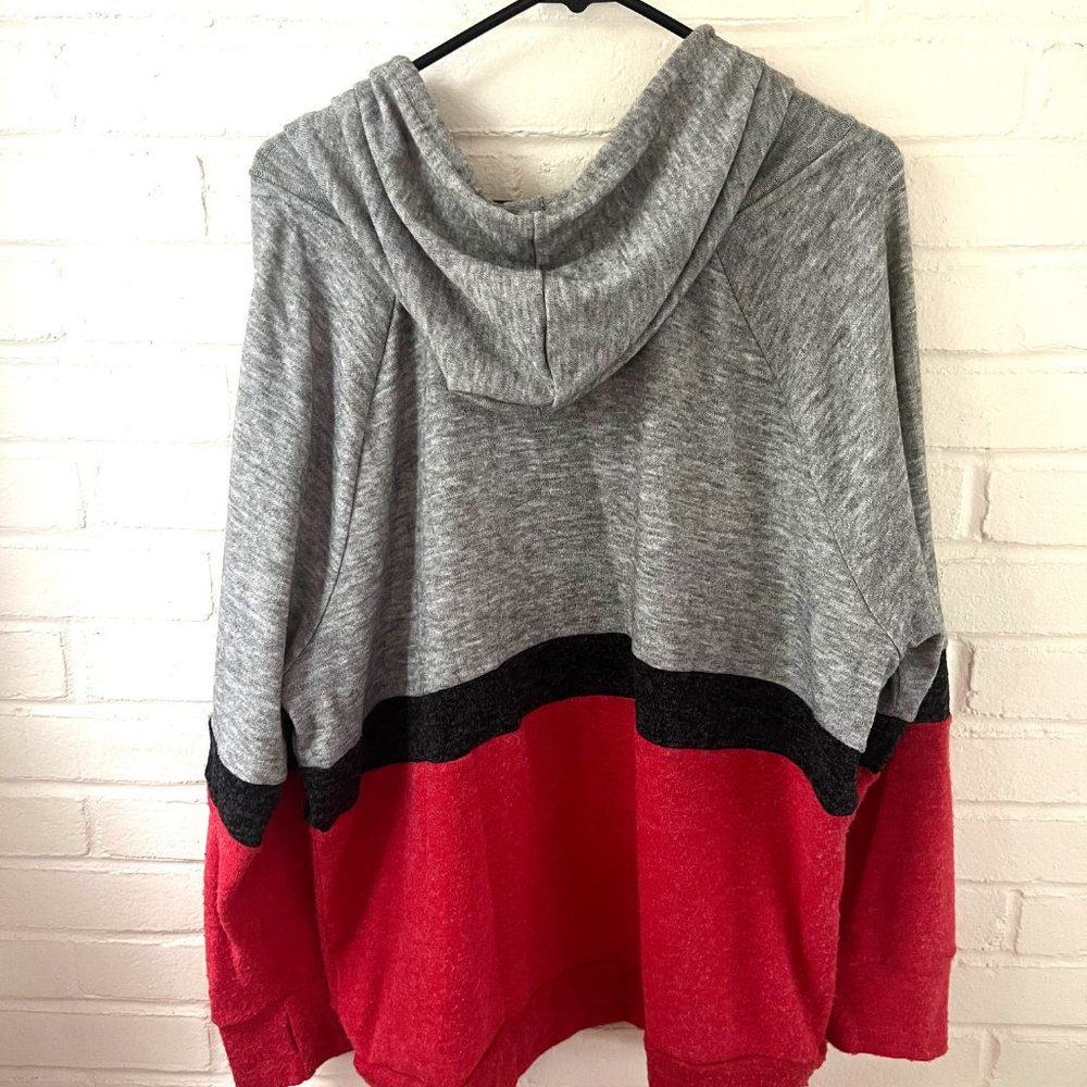 Loveappella Tamar Colorblock Hoodie with Thumbholes | 1X - Picture 4 of 4